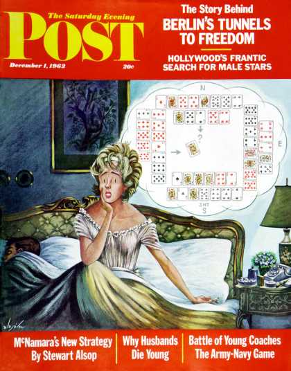Saturday Evening Post - 1962-12-01: Bridge Hand Disturbs Sleep (Constantin Alajalov)