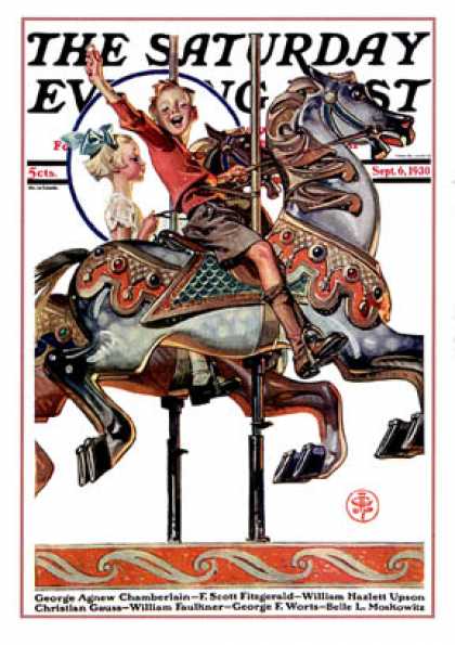 Saturday Evening Post - 1930-09-06: Carousel Ride (J.C. Leyendecker)