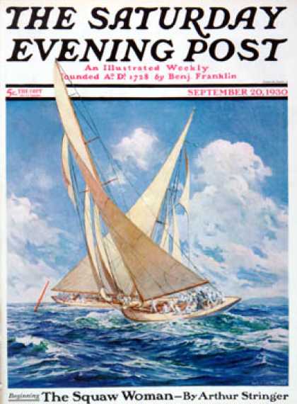 Saturday Evening Post - 1930-09-20: America's Cup Race (Anton Otto Fischer)