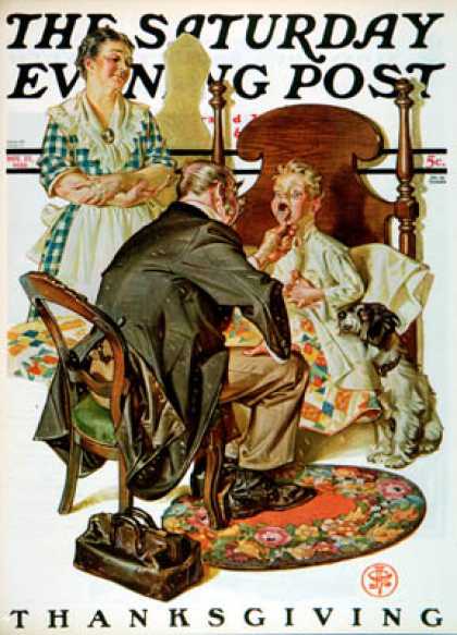 Saturday Evening Post - 1930-11-22: Sore Throat (J.C. Leyendecker)