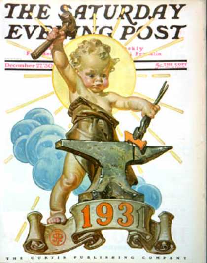Saturday Evening Post - 1930-12-27: Forging a New Year (J.C. Leyendecker)