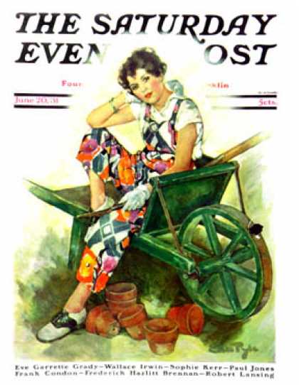 Saturday Evening Post - 1931-06-20: Woman in Wheelbarrow (Ellen Pyle)
