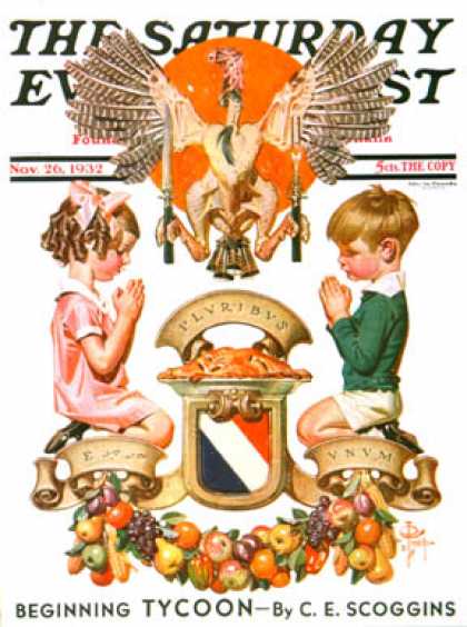 Saturday Evening Post - 1932-11-26: Thanksgiving Crest (J.C. Leyendecker)