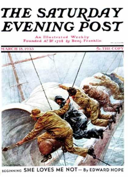 Saturday Evening Post - 1933-03-18: Trim the Sails! (Anton Otto Fischer)