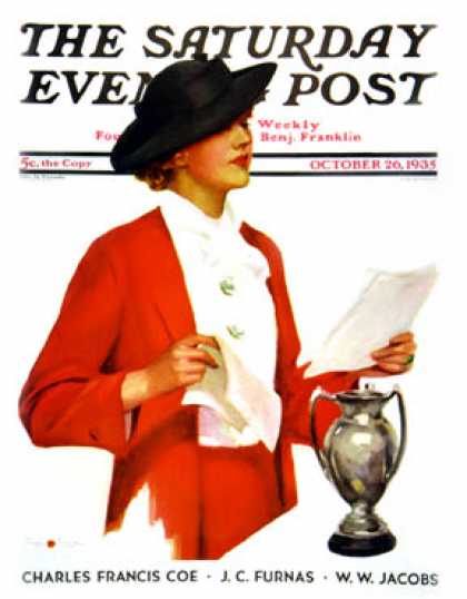 Saturday Evening Post - 1935-10-26: Woman Reading Letter (Penrhyn Stanlaws)