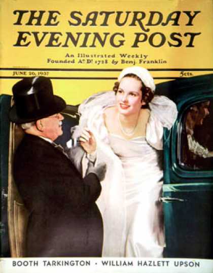 Saturday Evening Post - 1937-06-26: Arriving at the Church (Ruzzie Green)