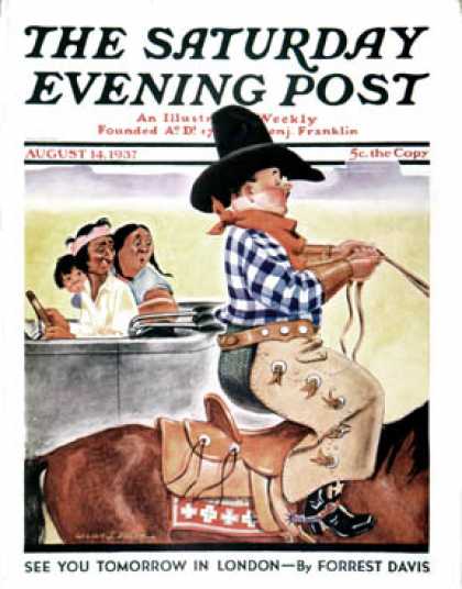 Saturday Evening Post - 1937-08-14: Modern Indians and Dude (William J. Bailey)