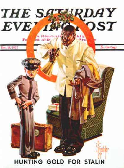 Saturday Evening Post - 1937-12-18: Tipping the Porter (J.C. Leyendecker)