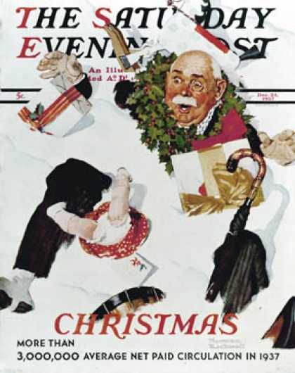 Saturday Evening Post - 1937-12-25: "White Christmas" (Norman Rockwell)
