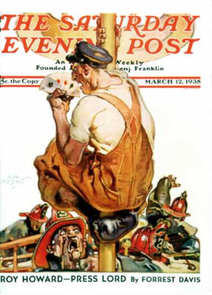 Saturday Evening Post - 1938-03-12: Fireman with Winning Hand (Samul Nelson Abbott)