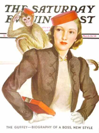 Saturday Evening Post - 1938-03-26: Matching Monkey Hats (Neysa McMein)