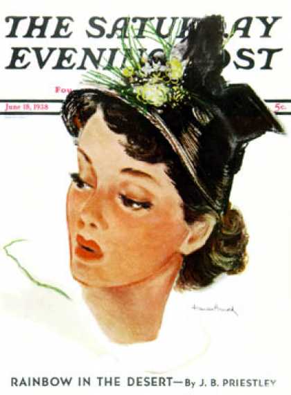 Saturday Evening Post - 1938-06-18: Woman in Black Hat (Frances Arnold)
