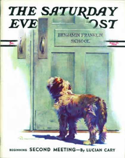 Saturday Evening Post - 1938-09-10: Dog Waiting for Schoolboy (Robert C. Kauffmann)