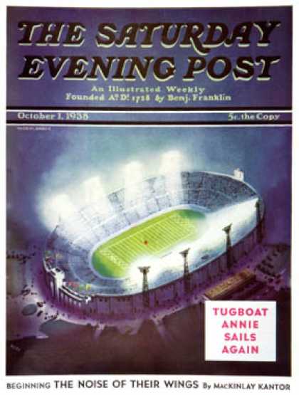 Saturday Evening Post - 1938-10-01: Football Stadium at Night (Wesley Neff)