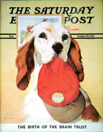 Saturday Evening Post - 1938-10-29: Hunting Dog and Cap (Jack Murray)