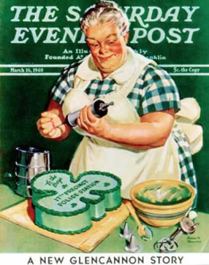 Saturday Evening Post - 1940-03-16: St. Paddy Cake for Policemen (Albert W. Hampson)