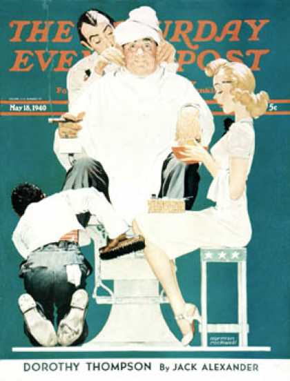 Saturday Evening Post - 1940-05-18: "Full Treatment" (Norman Rockwell)