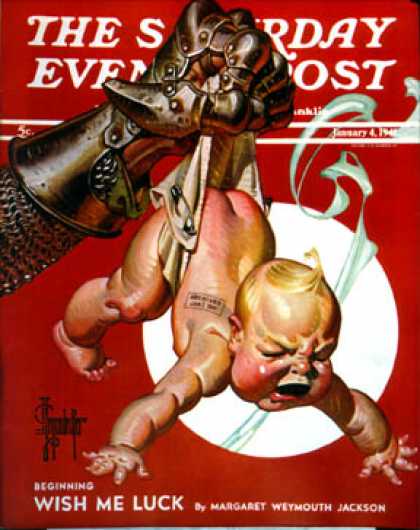 Saturday Evening Post - 1941-01-04: New Year and Warring Fist (J.C. Leyendecker)