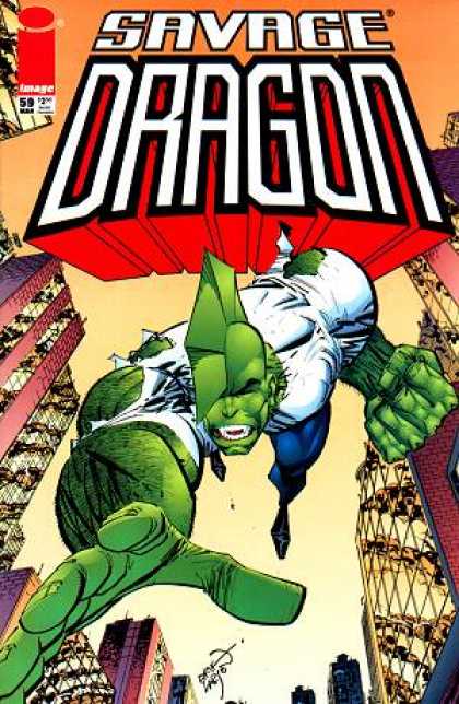Savage Dragon 59 - City - Green Hero - Torn Shirt - Fin Head - Image Comics - Erik Larsen
