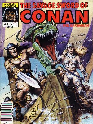 Savage Sword of Conan 107 - Conan - Woman - Boat - Helmet - Sword