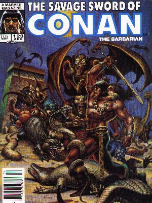 Savage Sword of Conan 123 - Flying Monsters - Slain Monsters - Winged Creatures - Fighting - Muscles - Ernie Chan
