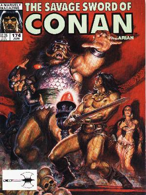 Savage Sword of Conan 174 - Marvel Comics - Skulls - Red Gem - Sword - Beast