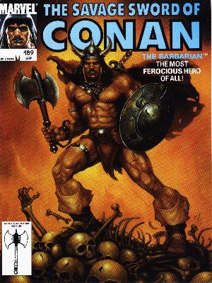Savage Sword of Conan 189 - Axe - Barbarian - Skull - Marvel - Ferocious Hero