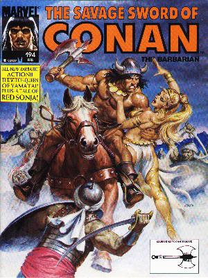 Savage Sword of Conan 194 - Marvel - Horse - Battle - Woman - Axe
