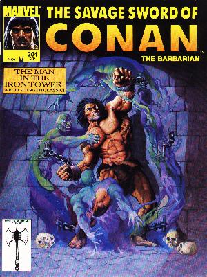 Savage Sword of Conan 201 - Man In The Iron Tower - Brick Wall - Chains - Skulls - Green Demons