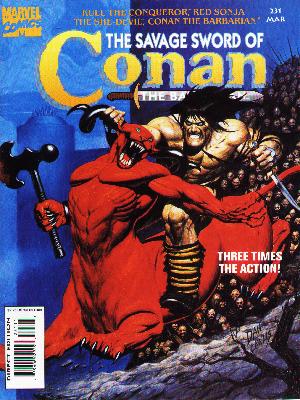 Savage Sword of Conan 231 - Three Times The Action - Marvel Comics - Muscles - Axe - Red