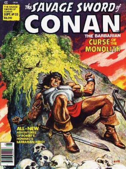 Savage Sword of Conan 33 - Curse Of The Monolith - Barbarian - Skulls - Sword - Robert E Howard