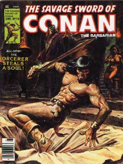 Savage Sword of Conan 53 - Sorcerer - Sword - Trap Door - Muscles - Hole In The Ground