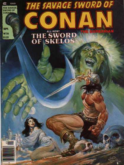 Savage Sword of Conan 56 - Sword - Horned Helmet - Barbarian - Green Man - Lady - Nestor Redondo