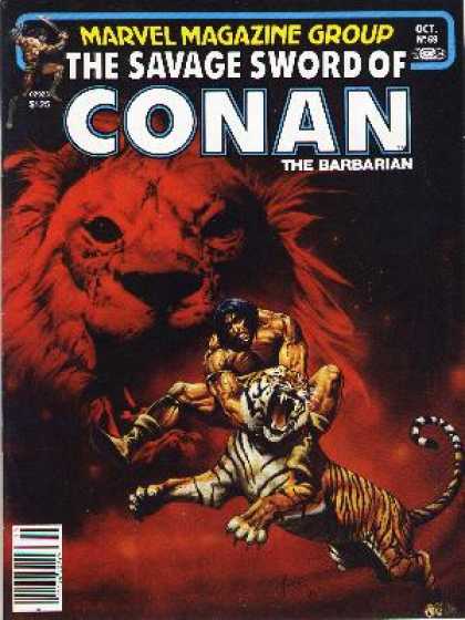 Savage Sword of Conan 69 - Barbarian - Man Verses Tiger - Warrior - Beast - Fignter - Joe Jusko