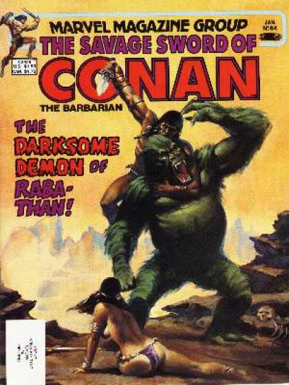 Savage Sword of Conan 84 - Marvel Magazine Group - Jan - The Darksome Demon Of Rab-than - Conan - Headlock