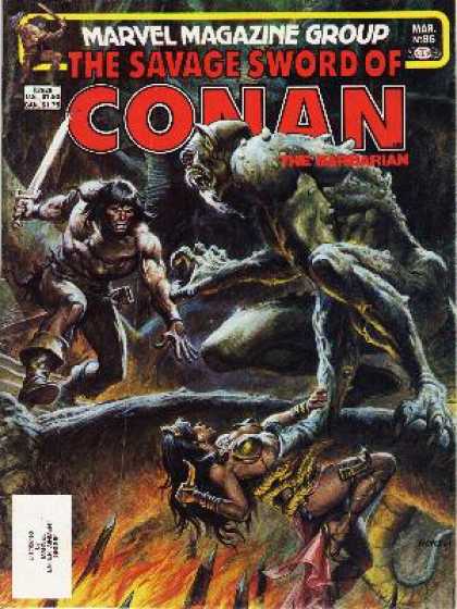 Savage Sword of Conan 86 - Marvel - Goblin - Sword - Fire - Woman