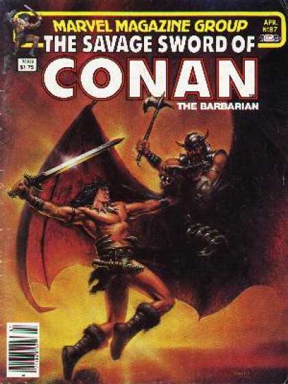 Savage Sword of Conan 87 - Axe - Marvel - Battle - Wings - The Barbarian