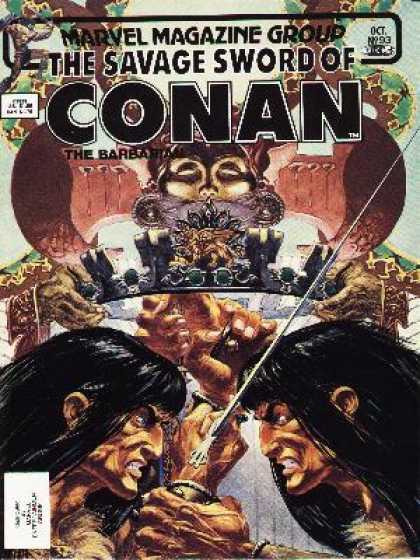 Savage Sword of Conan 93 - The Barbarian - Oct 1993 - Sword - Crown - Fighting - Michael Kaluta
