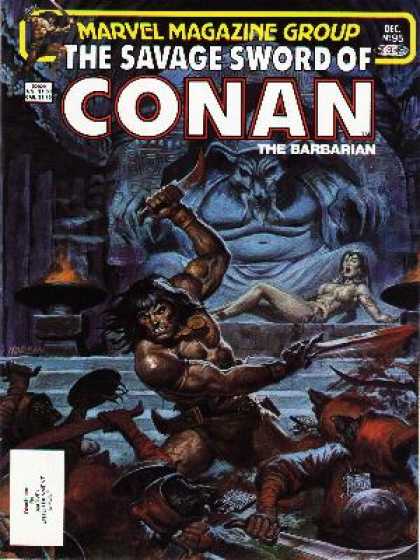 Savage Sword of Conan 95 - Barbarian - Fire - Fighting Weapons - Bloody Scene - Lady In Distress