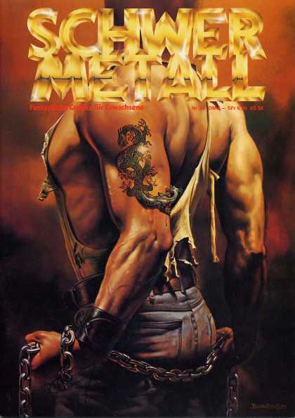 Schwermetall 50 - Tattoo - Muscular Arms - Chains - Torn Shirt - Dragon