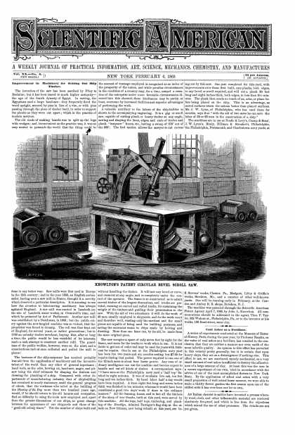 Scientific American - Feb 6, 1869 (vol. 20, #6)