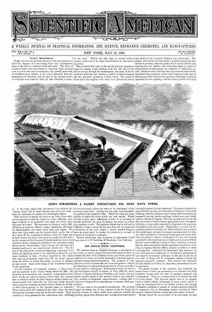 Scientific American - May 22, 1869 (vol. 20, #21)