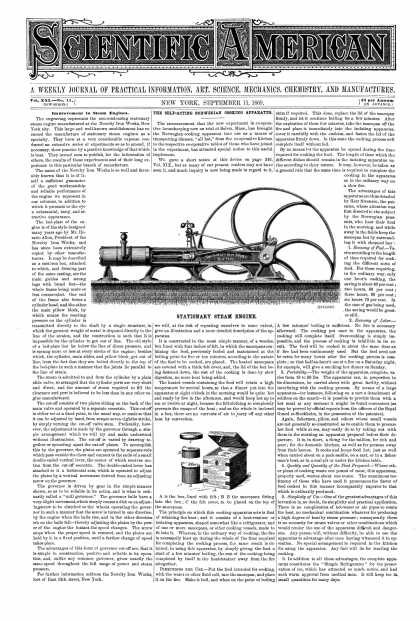 Scientific American - Sept 11, 1869 (vol. 21, #11)