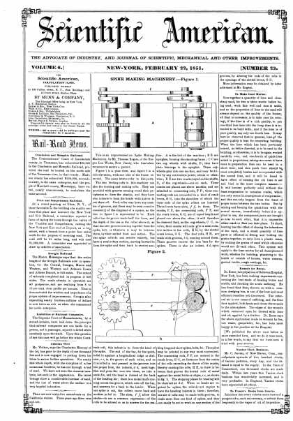 Scientific American - Feb 22, 1851 (vol. 6, #23)