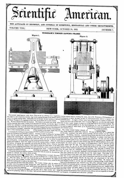 Scientific American - October 30, 1852 (vol. 8, #7)