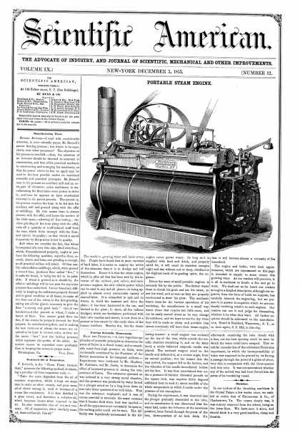 Scientific American - Dec. 3, 1853 (vol. 9, #12)