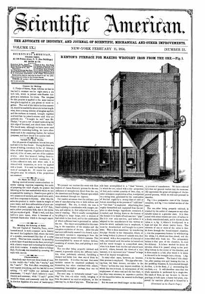 Scientific American - Feb. 11, 1854 (vol. 9, #22)