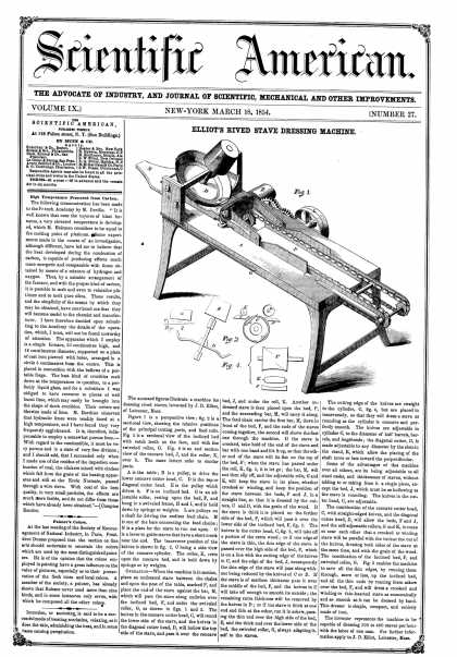 Scientific American - Mar. 18, 1854 (vol. 9, #27)