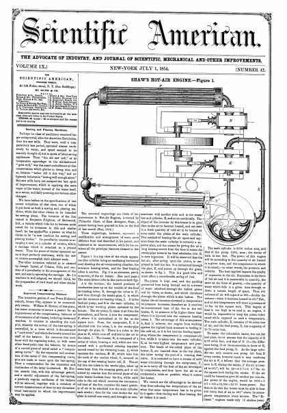 Scientific American - July 1, 1854 (vol. 9, #42)