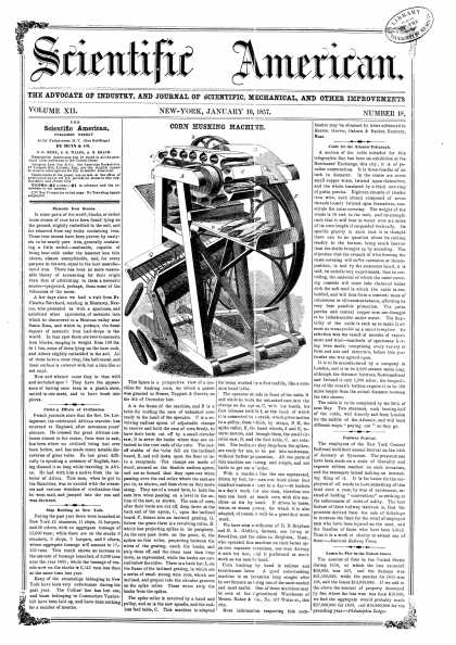 Scientific American - Jan 10, 1857 (vol. 12, #18)